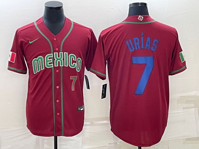 Men 2023 World Cub Mexico #7 Urias Red Nike MLB Jersey->more jerseys->MLB Jersey